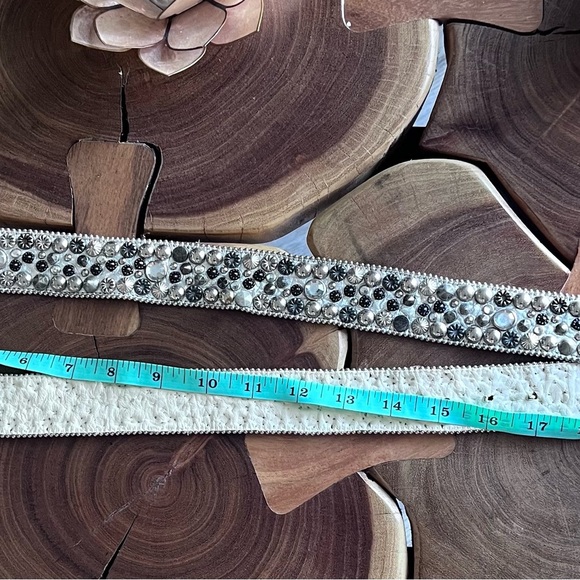 Long, seashell, jeweled, silver belt. - Picture 9 of 10